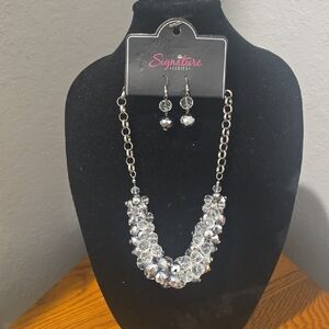 Paparazzi Silver Sparkle Necklace and Earring Set
